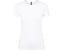 Dames ondershirt korte mouw - T-shirt vrouwen katoen - Slim fit aansluitend - XS - Wit