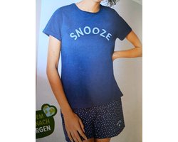 Dames Pyjama Set - 2-delig - Maat 40/42 M - Donkerblauw - T-shirt met Korte broek
