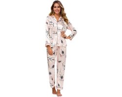 Dames Pyjama Set met Knopen, Bloemenpatroon en Lange Mouwen - Comfortabele Nachtkleding en Lounge Set voor Vrouwen