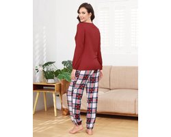 Dames Pyjama van Katoen met Schattige Print, Lichtgewicht en Comfortabel, Lange Mouwen, Zachte Lounge Set met Zakjes, Maten S-XXL