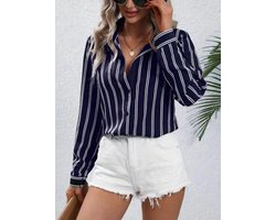 Dames Satijnen Blouse met Lange Mouwen - Rechte Pasvorm Casual Top