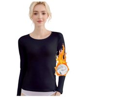 Dames Thermoshirt – 100% Katoen met Stretch Maat - M - Zwart