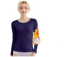 Dames Thermoshirt – 100% Katoen met Stretch Maat - S - Donkerblauw
