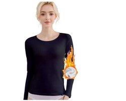 Dames Thermoshirt – 100% Katoen met Stretch Maat - XL - Zwart