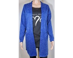 Dames vest lang vest openvallend vest, jas open gedragen losvallend vest lange mouw blauw S