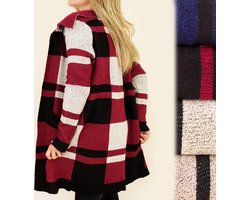 Dames vest openvallend vest, jas open gedragen losvallend vest lange mouw blauw/zwart/grijs maat S/M