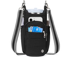 Dames waterkoker set met schouderband RFID anti-diefstal slip tas, geschikt voor wandelen, wandelen, fietsen (zwart)