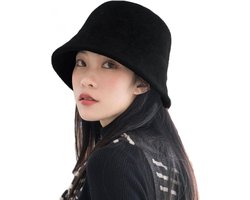 Dames Winter Vissershoed Wollen Warme Dames Retro Elegante Hoed Zachte opvouwbare Winterhoed Koepel Eenkleurig Vilt Hoed Meisjes Herfst Potten Hoed met Rand Dames Hoed Kerstmis Nieuwjaar