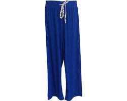 Dames - Zomer broek - Broek - Yoga Broek - Strand broek - Dames - Wide Leg - Plissé - Comfort - Elastische Band - Kleur Blauw - Maat 36/38
