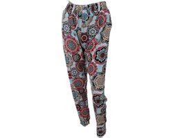 Dames - Zomerbroek - Yoga broek - Strandbroek - Palazzo - Elastische Band - Comfort - Kleur Lichtblauw/Zwart/Wit/Rose/Beige - Bloem Print - Maat 36-38