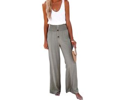 Damesbroek met wijde pijpen, hoge taille, casual, effen - Zwart