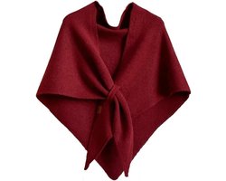 Damessjaal - gebreide damessjaal - cardigansjaal - wollen kasjmier een-schouder - topsjaal - sjaal - veelzijdige driehoeksjaal - nekbeschermende warme sjaal - effen kleur veelzijdige halssjaal - wijnrood