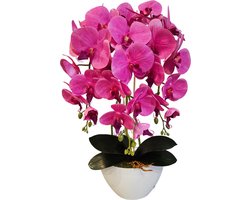 Damich - Kunst Orchidee in Bloempot - Roze - gemaakt van rubber - Hoogte +/- 60 cm