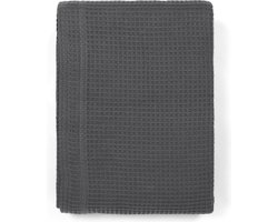 DAMMINGA® - Plaid - Bedsprei - 100% katoen - Wafeldeken - 240x250 Antraciet
