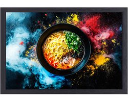 Dampende ramen met kleurenspel - Ramen schilderij op canvas - Muurkunst noodles - Surrealistisch - Canvas schilderij met frame - Wanddecoratie woonkamer - canvas met baklijst 100x75 cm