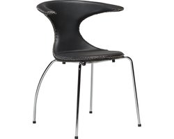 Dan-Form eetkamerstoel flair zwart leder chroom 81 x 64 x 57 (4 stuks)