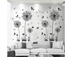 Dandelion Wanddecoratie - Muurstickers voor Kinderkamer - Wanddecoratie voor Woonkamer - Achtergrond Muurdecoratie met Planten - Tropische DIY Wandversiering voor Slaapkamer Keuken Badkamer Halletje