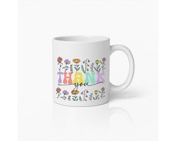 Dankjewel Bloemen Mok – Kleurrijke Bloemen en Waardering Koffiebeker Cadeau
