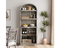 Danky - Boekenkast met Boog en Deuren - 5 Planken & Opbergkast - Stevig MDF met Anti-Kantelbeveiliging - 182 x 76 cm