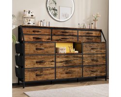 Danky - Ladekast met 14 Stoffen Lades - TV-Meubel met Houten Blad - Stevig Metalen Frame - Voor Woonkamer & Slaapkamer