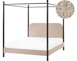 DANNEMOIS - Tweepersoonsbed - Taupe - 140x200 cm - Bouclé