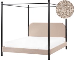 DANNEMOIS - Tweepersoonsbed - Taupe - 160x200 cm - Bouclé