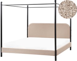 DANNEMOIS - Tweepersoonsbed - Taupe - 180x200 cm - Bouclé