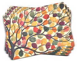 Dansende Takken Placemats set van 4 - Meerkleurige Kurken Tafelaccessoires