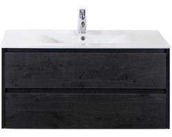 Dante Badmeubelset 100 cm - Black Oak - Keramische Wastafel Wit Enjoy