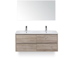 Dante Badmeubelset 120 cm - Craft Oak - Keramische Wastafel Wit Enjoy - met Spiegel