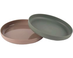 Dantoy baby bordenset olijfgroen mokka bioplastic 2-delig duurzaam.