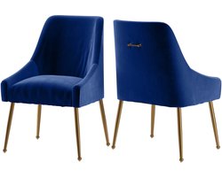 Daphne | Set van 2 stoelen met armleuningen van fluweel & metall Blauw