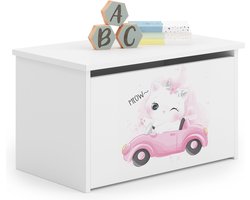 DARIA doos voor speelgoed met kindergrafiek - Roze