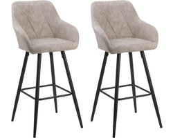 DARIEN - Barkruk set van 2 - Beige - Polyester
