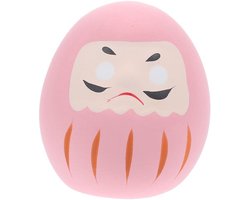 Daruma Pop - Keramisch Kantoor Decoratie - Roze - Gelukkige Kat - Miniatuur Daruma Figuur - Perfect voor Huis en Kantoor