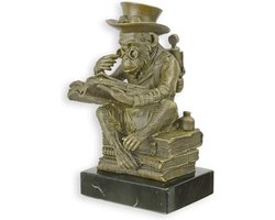 Darwin Aap - Bronzen Beeld - Filosofie - Brons Beeldje - Steampunk - Kunst Sculptuur - Decoratie - 13x12x21