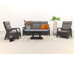 Darwin/Rockford stoel-bank loungeset 4-delig verstelbaar - Antraciet