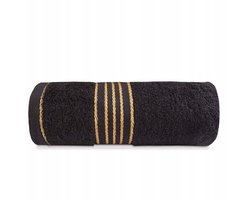 Darymex TIWANO handdoek zwart met gouden bies 30x50cm, 100% katoen
