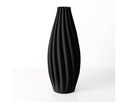 Dastium Home - Grote Vaas Zwart - H50 cm - Luxe vaas voor zijden bloemen - Woonaccessoire van gerecycled plastic - Elegante kleurrijke vaas