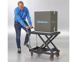 Datona® Heftafel - Verrijdbare hydraulische Tafel 300 kg - Schaarlift met voetpedaal snelbediening - Hoogte 26-71 cm - Plateau 82x52 cm - Zwart