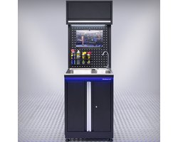 Datona® Wasbak met kraan voor werkbank en werkplaats + gatenbord en hangkast - Mat Zwart