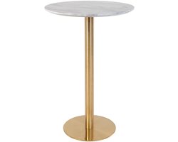 Davis | Bartafel | marmerlook | staal en MDF | ø70x105cm | bartafel | bartafel keuken | bartafel buiten | bartafel rond | bartafel industrieel | Wood Selections