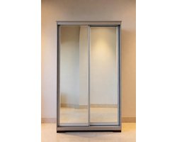 Davos Luxe Schuifdeur Kledingkast met Spiegel 110 cm – Moderne Garderobekast met Planken & Kledingroede – Mobili Bella