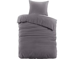 Day Dream Uni Katoen - Dekbedovertrek - Eenpersoons - 140 x 200/220 - Antraciet