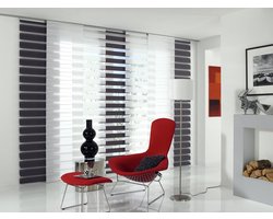 Day + Night Paneelgordijn, schuifgordijn, gordijn met dubbele rolgordijnlook, innovatieve technologie, grijs, 60 x 245 cm, 1 stuk