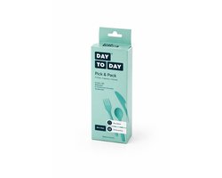Day To Day Herbruikbare Bestekset 12-delig – 4 Vorken, 4 Messen & 4 Lepels – Camping & picknick bestek, BPA-vrij – Vaatwasserbestendig – Groen – Made in Finland