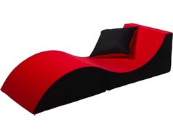 Daybed - opvouwbaar - 150x60x40 cm - rood zwart