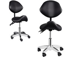 DayeLabel Ergonomische Zadelkruk met leuning - Zwart - Kapperskruk – Behandelkruk - Zadelstoel - In hoogte verstelbaar - Salon