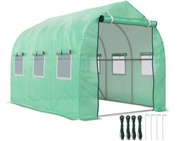 DayeLabel Kweekkas - Tuinkas - Broeikas - Plantenkas - Tunnel 5,75 m² - 2,95l x 1,95B x 1,96H m - Deur + 6 ramen - Oprolbaar