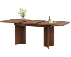 DayeLabel Uitschuifbare Eettafel – 120-160 x 80 cm – Rechthoekige tafel - Eettafel – V-Poten – MDF & Metaal – Licht Eiken/Walnoot